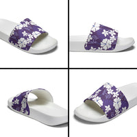 Purple Hawaiian Hibiscus Monstera Slide Sandals Grunge Stylized