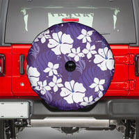 Purple Hawaiian Hibiscus Monstera Spare Tire Cover Grunge Stylized