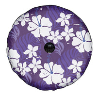 Purple Hawaiian Hibiscus Monstera Spare Tire Cover Grunge Stylized