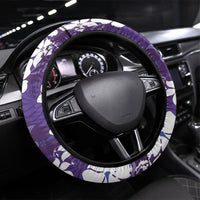 Purple Hawaiian Hibiscus Monstera Steering Wheel Cover Grunge Stylized LT01 Universal Fit Purple - Polynesian Pride