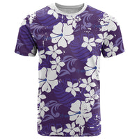 Purple Hawaiian Hibiscus Monstera T Shirt Grunge Stylized