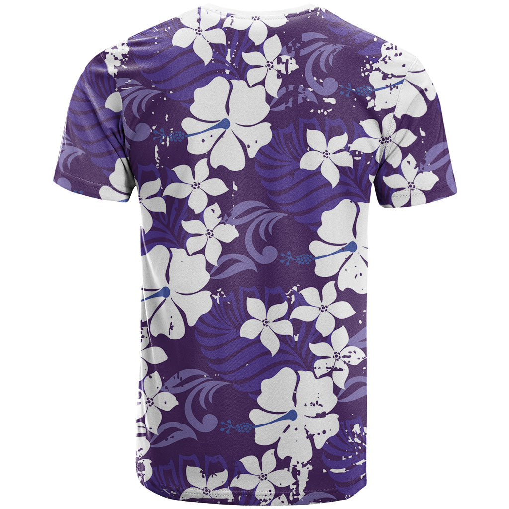 Purple Hawaiian Hibiscus Monstera T Shirt Grunge Stylized