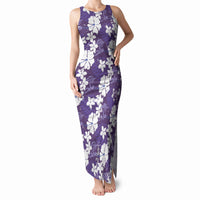 Purple Hawaiian Hibiscus Monstera Tank Maxi Dress Grunge Stylized