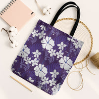 Purple Hawaiian Hibiscus Monstera Tote Bag Grunge Stylized