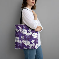 Purple Hawaiian Hibiscus Monstera Tote Bag Grunge Stylized