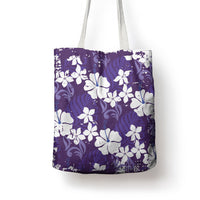 Purple Hawaiian Hibiscus Monstera Tote Bag Grunge Stylized
