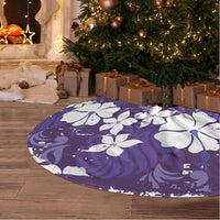 Purple Hawaiian Hibiscus Monstera Tree Skirt Grunge Stylized