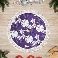 Purple Hawaiian Hibiscus Monstera Tree Skirt Grunge Stylized