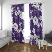 Purple Hawaiian Hibiscus Monstera Window Curtain Grunge Stylized