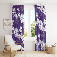 Purple Hawaiian Hibiscus Monstera Window Curtain Grunge Stylized