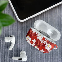 Red Hawaiian Hibiscus Monstera AirPods Case Grunge Stylized