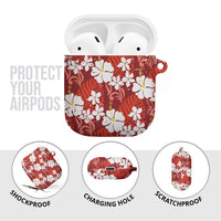 Red Hawaiian Hibiscus Monstera AirPods Case Grunge Stylized