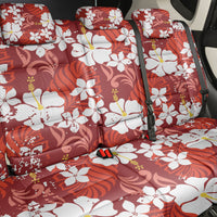 Red Hawaiian Hibiscus Monstera Back Car Seat Cover Grunge Stylized
