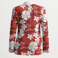 Red Hawaiian Hibiscus Monstera Blazer Grunge Stylized LT01 - Polynesian Pride
