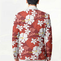 Red Hawaiian Hibiscus Monstera Blazer Grunge Stylized LT01 - Polynesian Pride