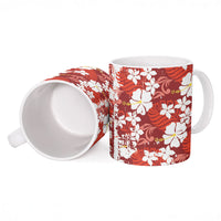 Red Hawaiian Hibiscus Monstera Ceramic Mug Grunge Stylized LT01 - Polynesian Pride