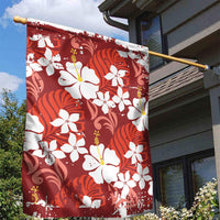 Red Hawaiian Hibiscus Monstera Garden Flag Grunge Stylized LT01 - Polynesian Pride