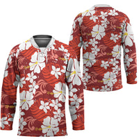 Red Hawaiian Hibiscus Monstera Hockey Jersey Grunge Stylized