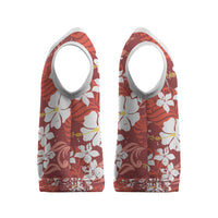 Red Hawaiian Hibiscus Monstera Christmas Knitted V-Neck Vest Grunge Stylized LT01 - Polynesian Pride