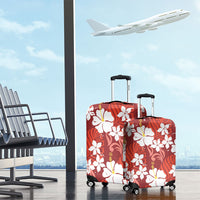 Red Hawaiian Hibiscus Monstera Luggage Cover Grunge Stylized