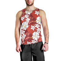 Red Hawaiian Hibiscus Monstera Men Tank Top Grunge Stylized LT01 - Polynesian Pride