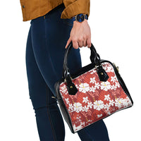 Red Hawaiian Hibiscus Monstera Shoulder Handbag Grunge Stylized LT01 - Polynesian Pride