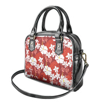 Red Hawaiian Hibiscus Monstera Shoulder Handbag Grunge Stylized LT01 - Polynesian Pride