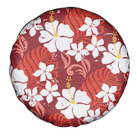 Red Hawaiian Hibiscus Monstera Spare Tire Cover Grunge Stylized