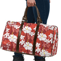 Red Hawaiian Hibiscus Monstera Travel Bag Grunge Stylized
