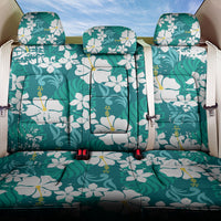 Teal Hawaiian Hibiscus Monstera Back Car Seat Cover Grunge Stylized