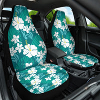 Teal Hawaiian Hibiscus Monstera Car Seat Cover Grunge Stylized
