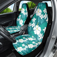 Teal Hawaiian Hibiscus Monstera Car Seat Cover Grunge Stylized
