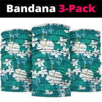 Teal Hawaiian Hibiscus Monstera Neck Gaiter Grunge Stylized LT01 package One Size: 25*50cm Teal - Polynesian Pride