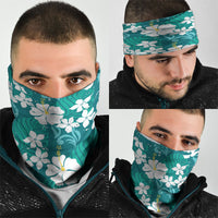 Teal Hawaiian Hibiscus Monstera Neck Gaiter Grunge Stylized LT01 - Polynesian Pride
