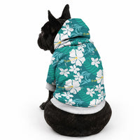Teal Hawaiian Hibiscus Monstera Pet Hoodie Grunge Stylized LT01 - Polynesian Pride
