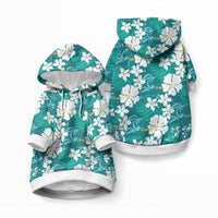 Teal Hawaiian Hibiscus Monstera Pet Hoodie Grunge Stylized LT01 Pullover Teal - Polynesian Pride