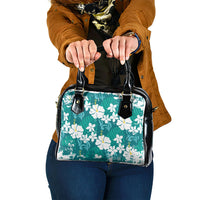 Teal Hawaiian Hibiscus Monstera Shoulder Handbag Grunge Stylized LT01 One Size Teal - Polynesian Pride