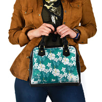 Teal Hawaiian Hibiscus Monstera Shoulder Handbag Grunge Stylized LT01 - Polynesian Pride