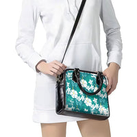 Teal Hawaiian Hibiscus Monstera Shoulder Handbag Grunge Stylized LT01 - Polynesian Pride