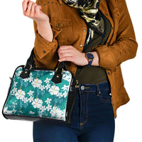 Teal Hawaiian Hibiscus Monstera Shoulder Handbag Grunge Stylized LT01 - Polynesian Pride