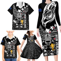 Custom New Zealand Silver Fern Rugby Family Matching Long Sleeve Bodycon Dress and Hawaiian Shirt Aotearoa Champion 2023 World Cup LT01 - Polynesian Pride