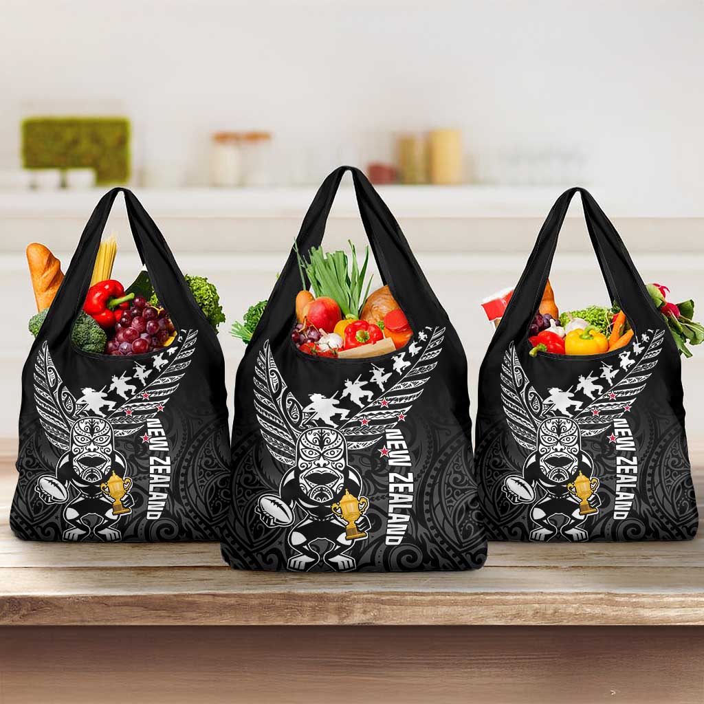Custom New Zealand Silver Fern Rugby Grocery Bag Aotearoa Champion 2023 World Cup LT01 3-pack One Size Black - Polynesian Pride