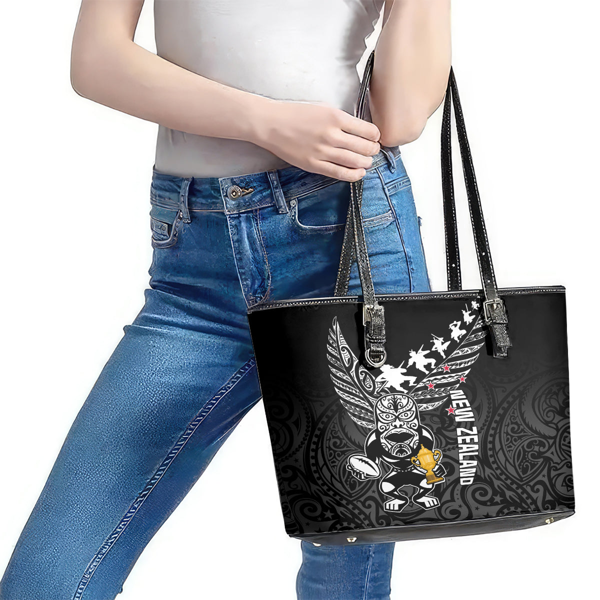 New Zealand Silver Fern Rugby Leather Tote Bag Aotearoa Champion 2023 World Cup LT01 - Polynesian Pride