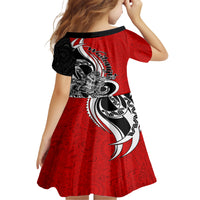 New Zealand Waitangi Day Family Matching Short Sleeve Bodycon Dress and Hawaiian Shirt Aotearoa Te Tiriti O Waitangi Kiwi Red Version LT01 - Polynesian Pride