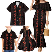 Hawaii Japan Koi Fish Red Family Matching Mermaid Dress and Hawaiian Shirt Tapa Pattern LT01 - Polynesian Pride