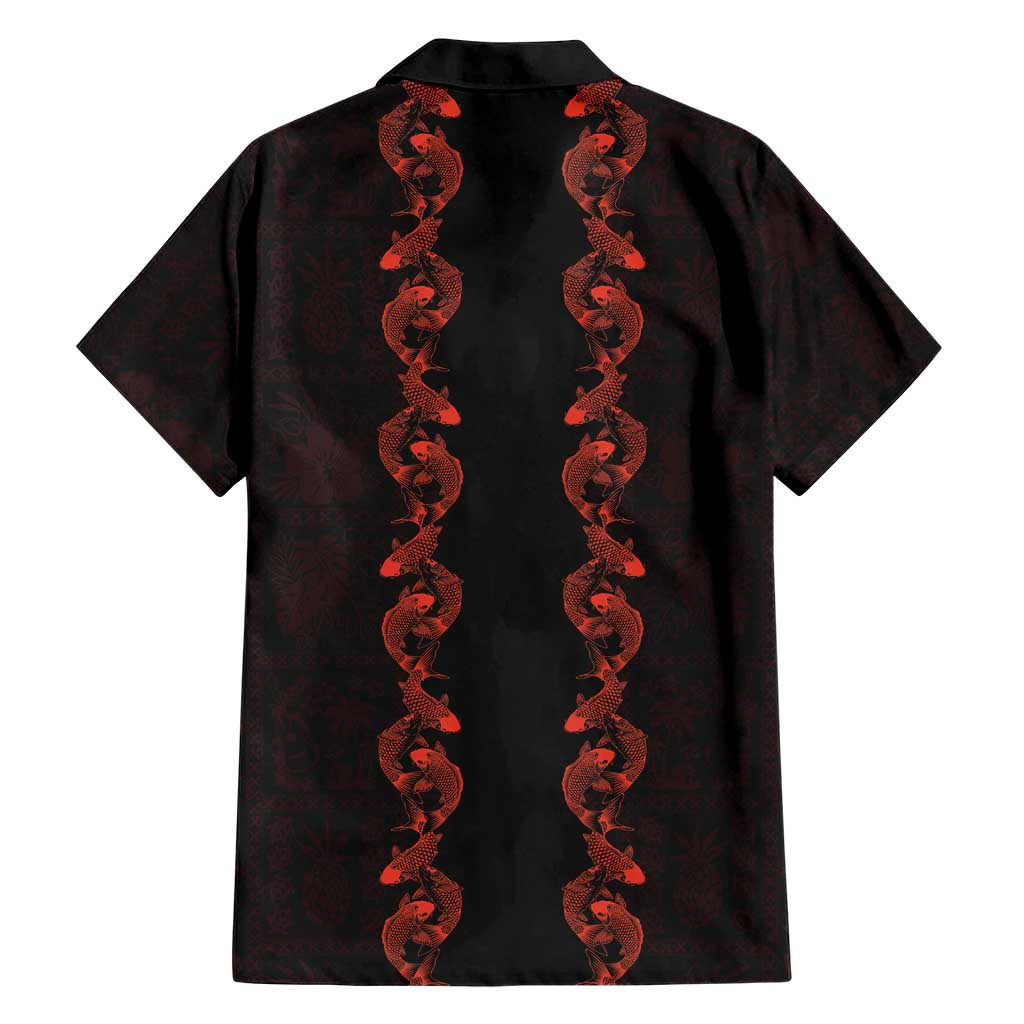 Hawaii Japan Koi Fish Red Family Matching Mermaid Dress and Hawaiian Shirt Tapa Pattern LT01 - Polynesian Pride