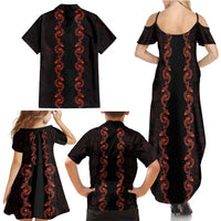 Hawaii Japan Koi Fish Red Family Matching Summer Maxi Dress and Hawaiian Shirt Tapa Pattern LT01 - Polynesian Pride