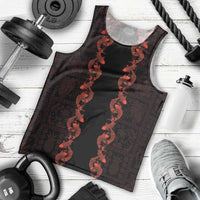 Hawaii Japan Koi Fish Red Men Tank Top Tapa Pattern - Polynesian Pride