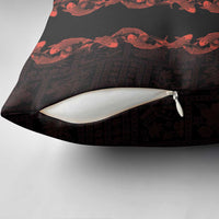 Hawaii Japan Koi Fish Red Pillow Cover Tapa Pattern - Polynesian Pride