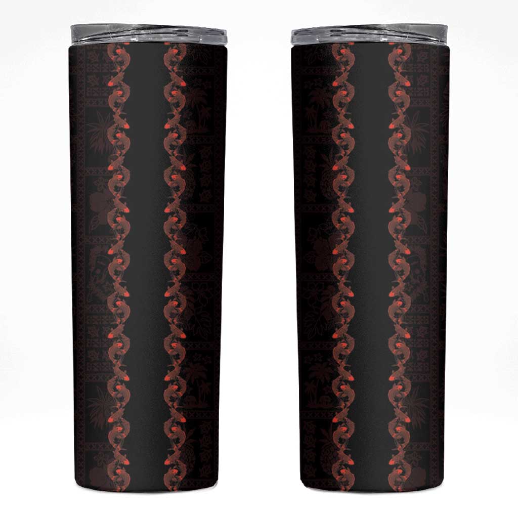 Hawaii Japan Koi Fish Red Skinny Tumbler Tapa Pattern LT01 Red - Polynesian Pride